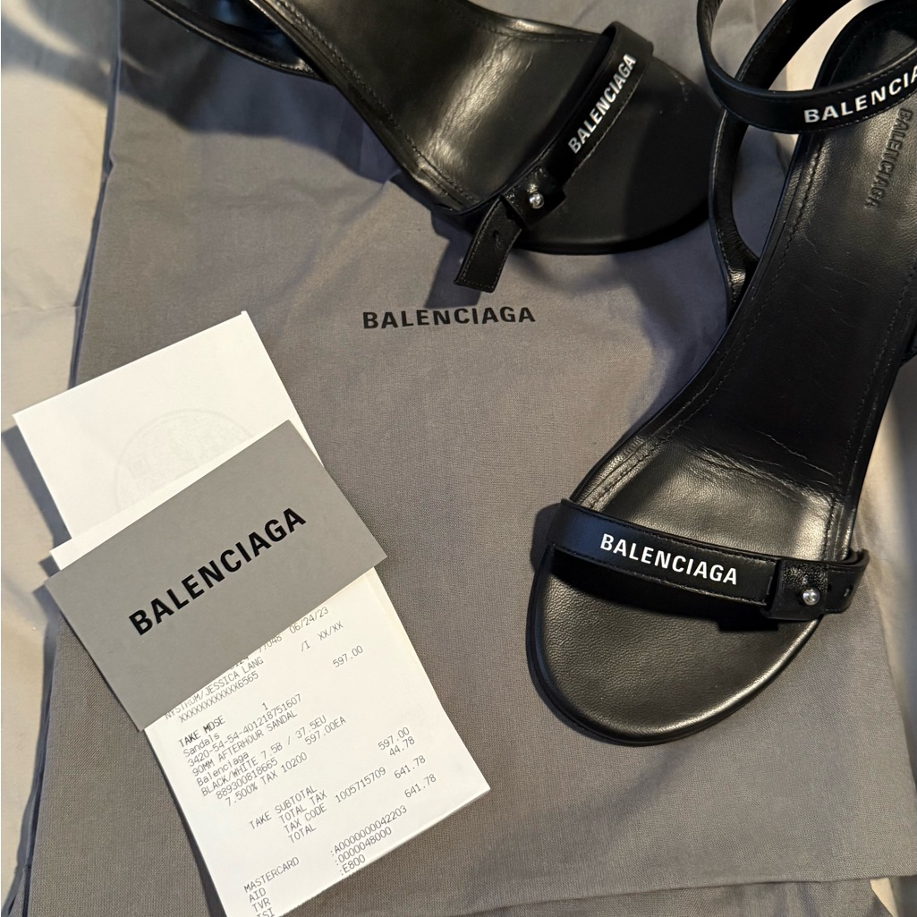 Balenciaga Black Minimalist Sandal With Ankle Strap